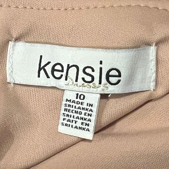 Kensie Womens Tan Tie Front Blouson Wrap Dress Belted Short Sleeves 10 NWT - Picture 10 of 12